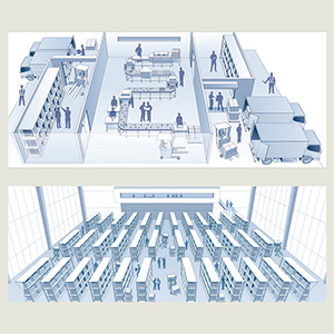 工場や倉庫の見取り図（Illustrator）